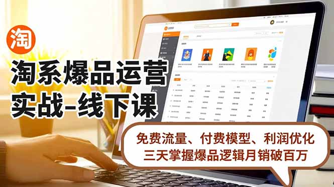 淘系爆品运营实战-线下课,免费流量、付费模型、利润优化,三天掌握爆品逻辑月销破百万-优优云网创