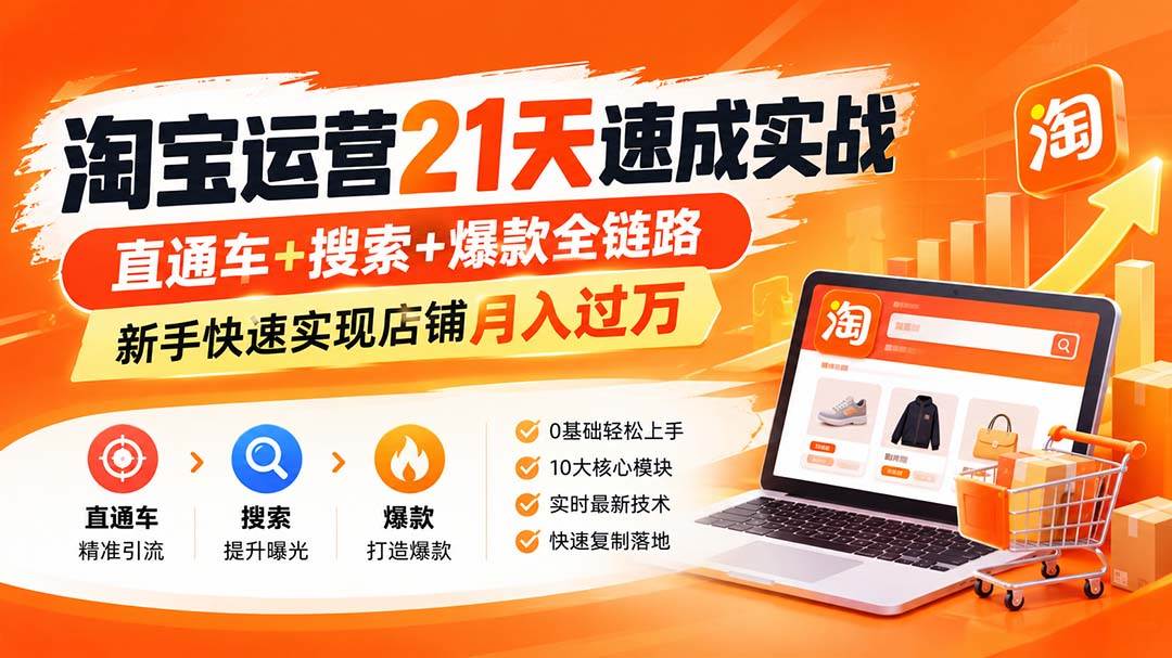 (20125期)淘宝运营21天速成实战(更新8月),直通车+搜索+爆款全链路,新手快速实现店铺月入过万-思丰网赚