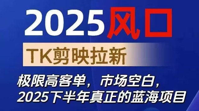 2025风口TK剪映capcut拉新项目,极限高客单,市场空白,2025下半年真正的蓝海项目-优优云网创