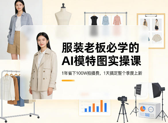 服装老板必学的AI模特图实操课,1年省下100W拍摄费,1天搞定整个季度上新-优优云网创