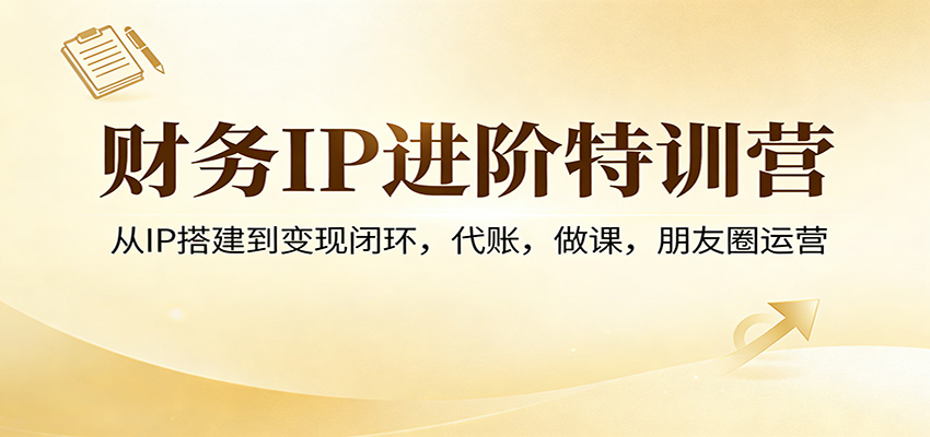 财务IP进阶特训营:从IP搭建到变现闭环,代账,做课,朋友圈运营-优优云网创