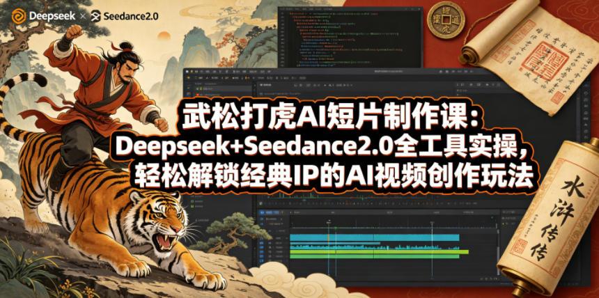 武松打虎AI短片制作课:Deepseek+Seedance2.0全工具实操,轻松解锁经典IP的AI视频创作玩法-优优云网创
