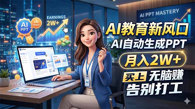 AI教育新风口,AI自动生成PPT,月入2W+,无脑赚,告别打工-优优云网创