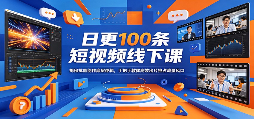 日更100条短视频线下课:揭秘批量创作底层逻辑,手把手教你高效出片抢占流量风口-优优云网创