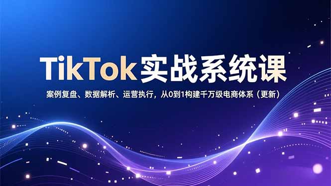 TikTok实战系统课,案例复盘、数据解析、运营执行,从0到1构建千万级电商体系(更新-优优云网创