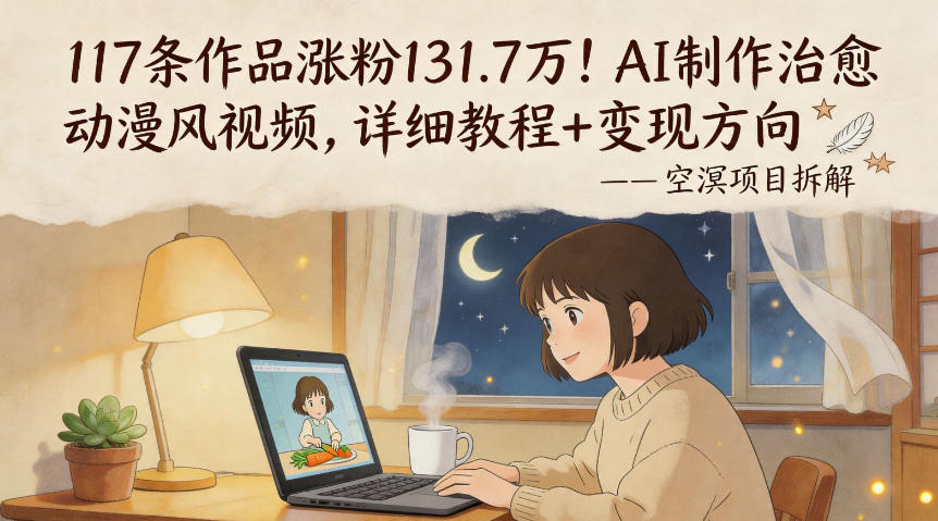117条作品涨粉131.7W!AI制作治愈动漫风视频,详细教程+变现方向-优优云网创