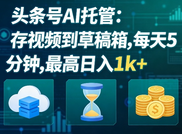 头条号AI托管,我存视频到你草稿箱,每天5分钟,最高日入1k+【揭秘】-优优云网创