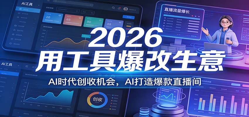 2026用工具爆改生意,AI时代创收机会,AI打造爆款直播间-优优云网创