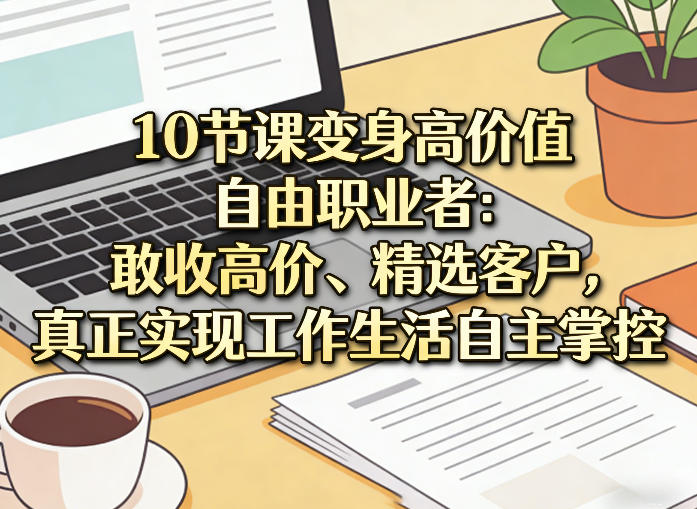 10节课变身高价值自由职业者:敢收高价、精选客户,真正实现工作生活自主掌控-优优云网创