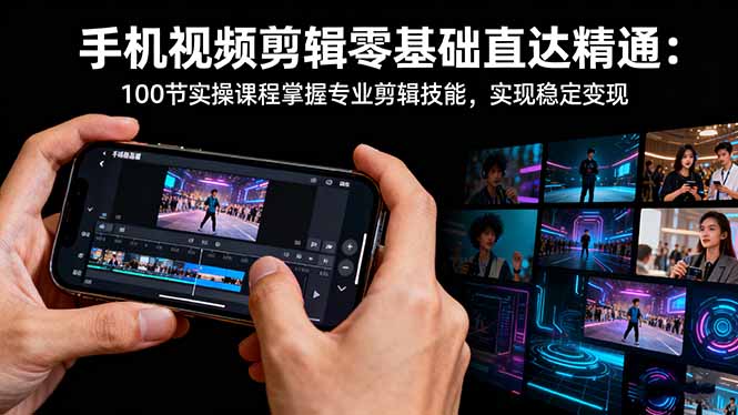 手机视频剪辑零基础直达精通:100节实操课程掌握专业剪辑技能,实现稳…-优优云网创