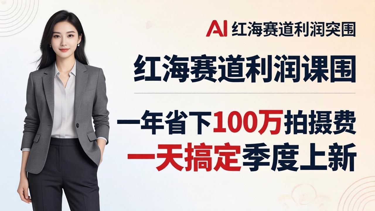 服装老板AI模特图课:一年省下100万拍摄费,一天搞定季度上新,红海赛道利润突围-优优云网创