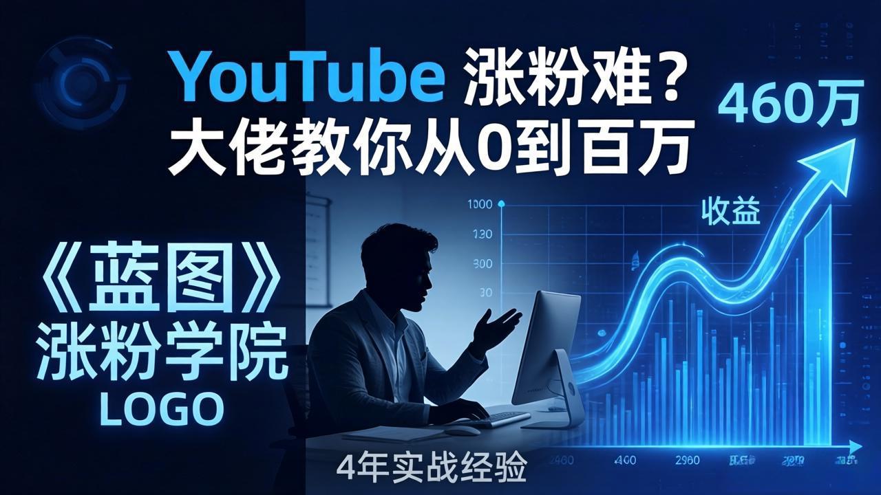 YouTube 涨粉难?《蓝图涨粉学院》:4 年赚 460 万的大佬教策略,从0到百万有路径!-优优云网创