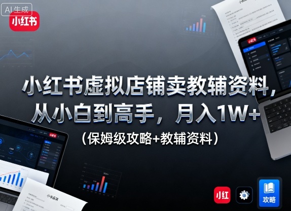 小红书虚拟店铺卖教辅资料,从小白到高手,月入1W+(保姆级攻略+教辅资料)-优优云网创