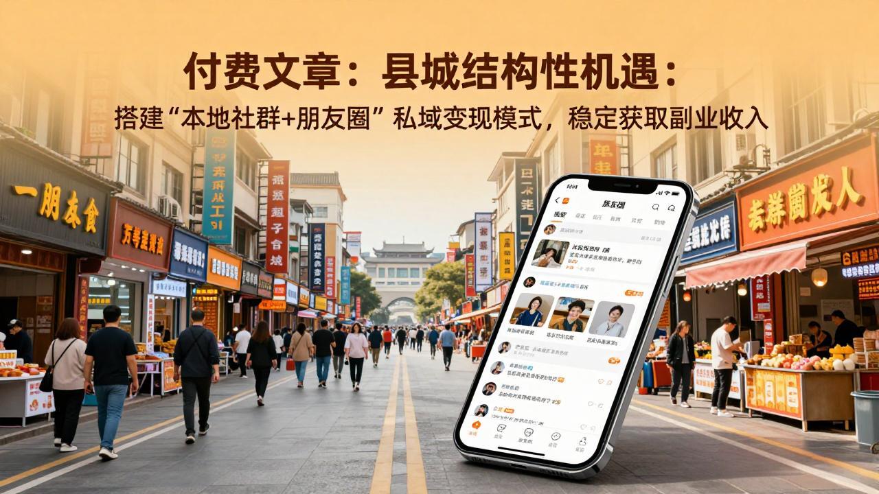 付费文章：县城结构性机遇：搭建“本地社群+朋友圈”私域变现模式，稳定获取副业收入-优优云网创