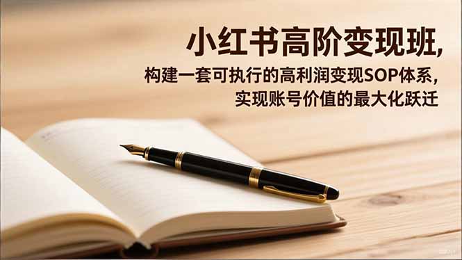 小红书高阶变现班,构建一套可执行的高利润变现SOP体系,实现账号价值的最大化跃迁-优优云网创