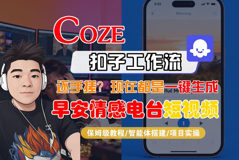 【Coze工作流搭建实操教程】【coze】早安情感电台日签视频还在手动做?用扣子工作流自动生成,省时90%-优优云网创