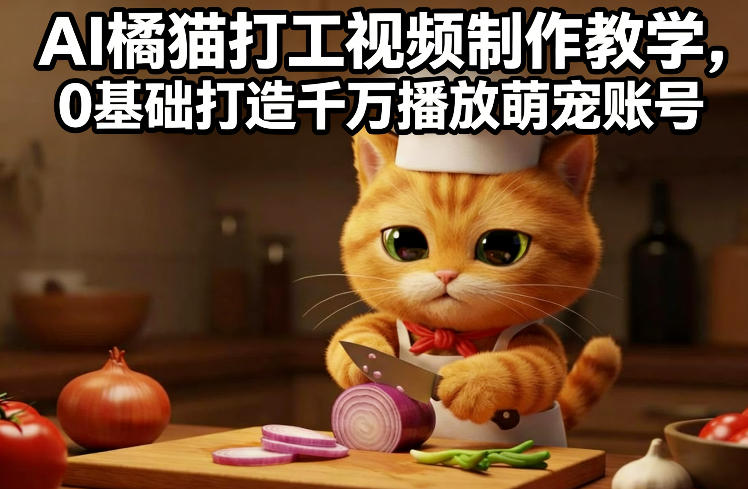 AI橘猫打工视频制作教学,流量狂飙,0基础打造千万播放萌宠账号-优优云网创