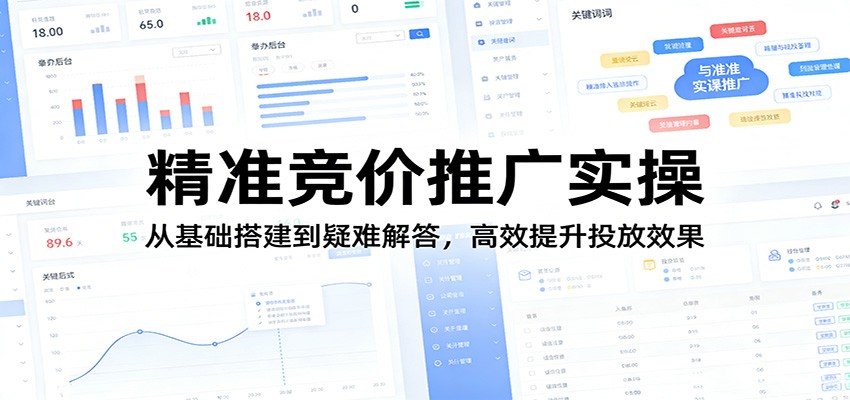 精准竞价推广实操:从基础搭建到疑难解答,高效提升投放效果-优优云网创