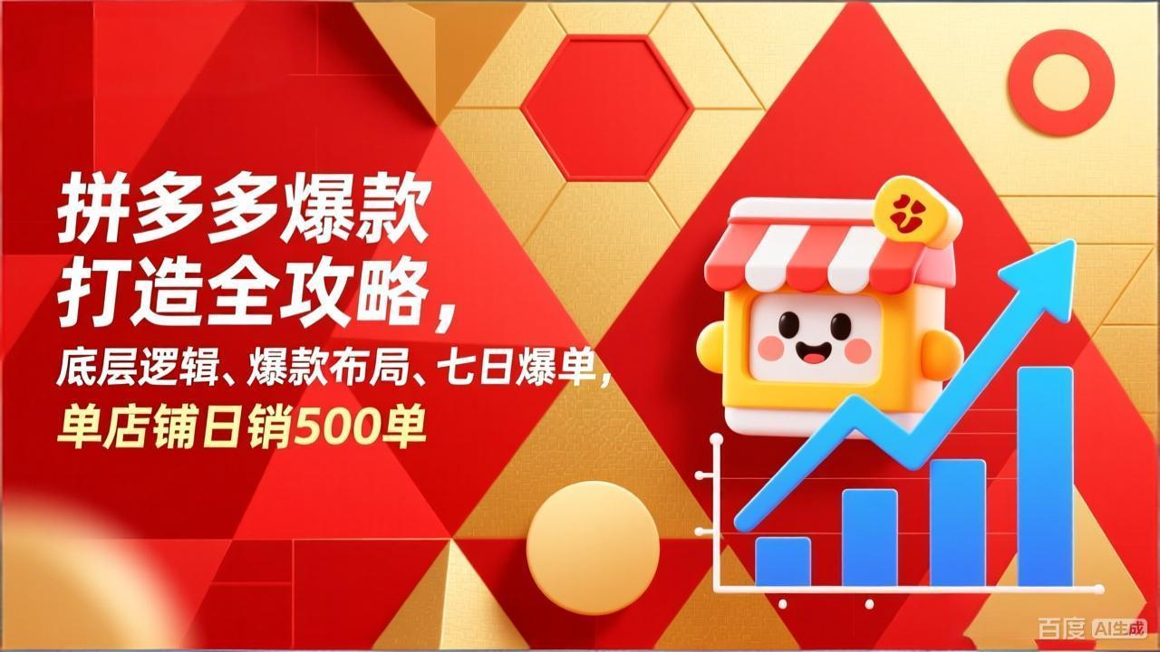 拼多多爆款打造全攻略,底层逻辑、爆款布局、七日爆单,单店铺日销500单-优优云网创