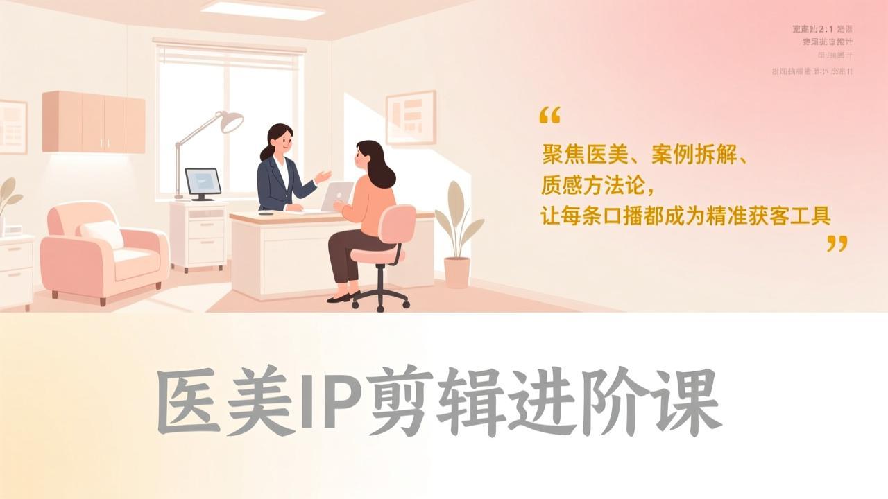 医美IP剪辑进阶课,聚焦医美、案例拆解、质感方法论,让每条口播都成为精准获客工具-优优云网创