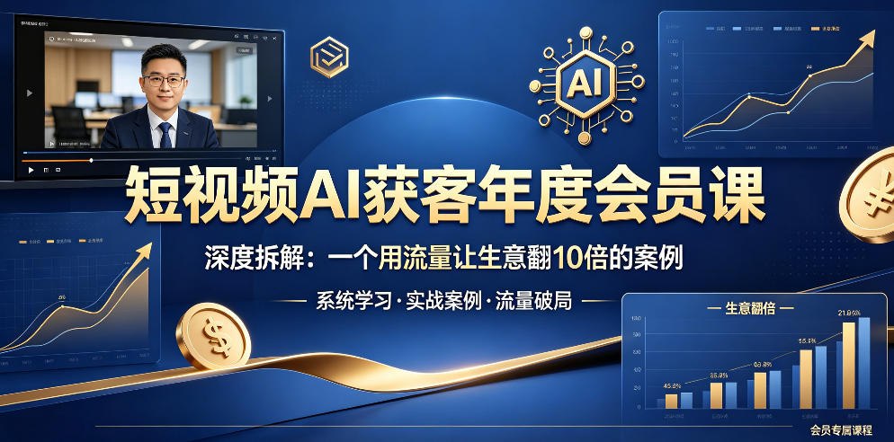 短视频AI获客年度会员课,深度拆解,一个用流量让生意翻10倍的案例-优优云网创