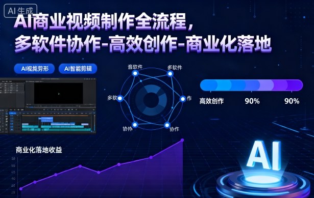 AI商业视频制作全流程,多软件协作-高效创作-商业化落地-优优云网创