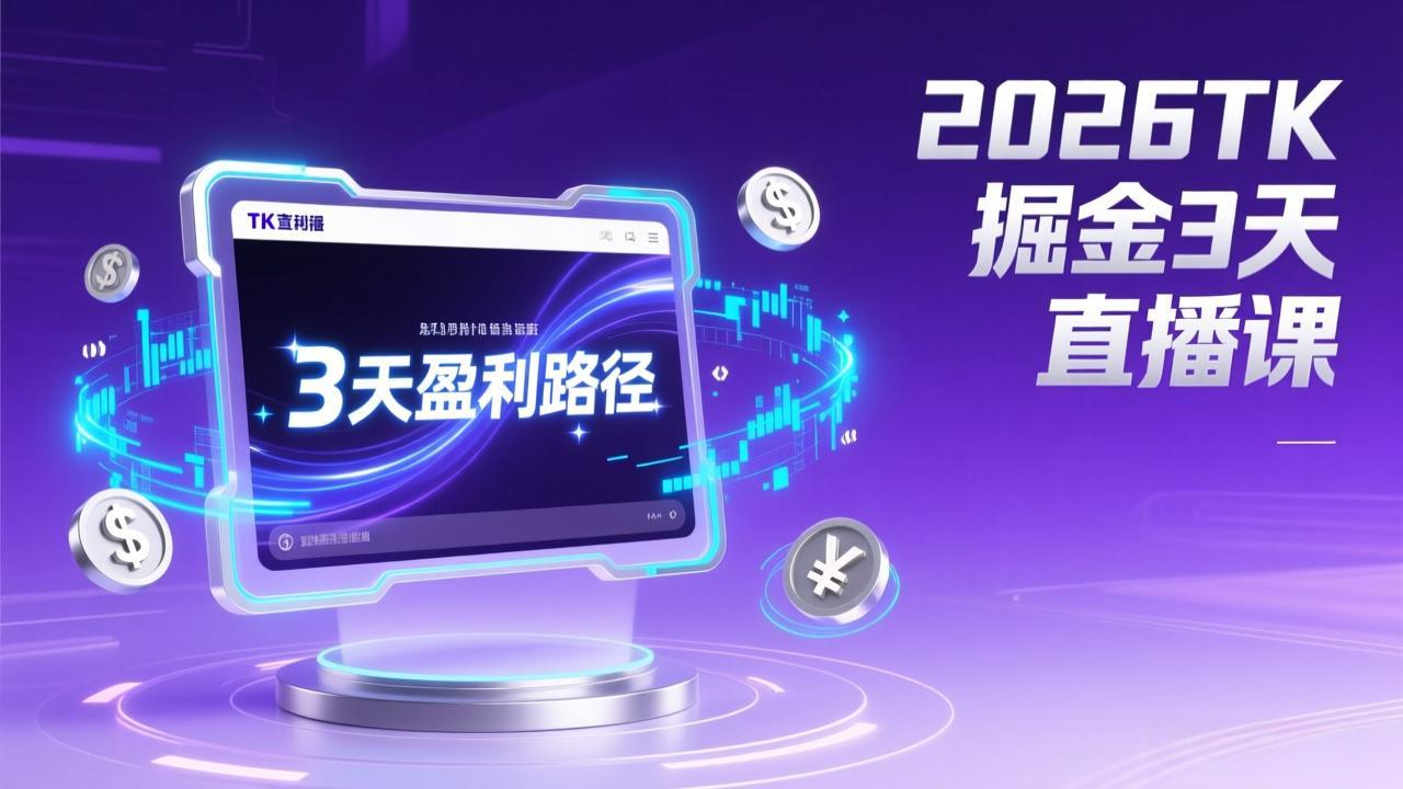 2026TK掘金直播课,起号涨粉+直播带货+商单变现+3天打通盈利路径,月入过万美金-优优云网创