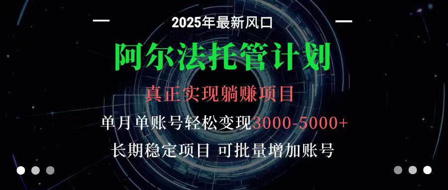 阿尔法托管计划 单账号月入3000-5000,长期稳定项目,新手小白轻松上手-优优云网创