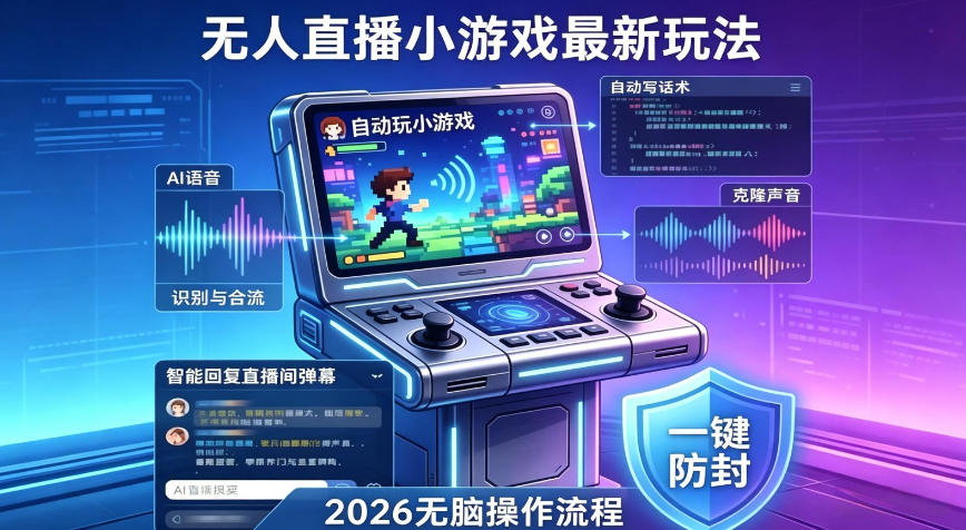 2026年AI无人直播小游戏全流程，不违规不封号，开启创业副业增收之路，小白月入1w+【揭秘】-优优云网创