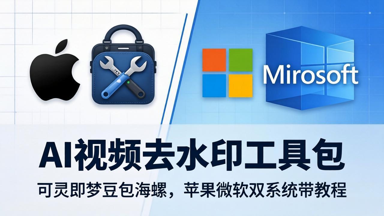 AI视频去水印工具包:可灵即梦豆包海螺,苹果微软双系统带教程-优优云网创