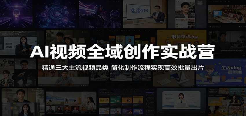 AI视频全域创作实战营：精通三大主流视频品类，简化制作流程实现高效批量出片-优优云网创
