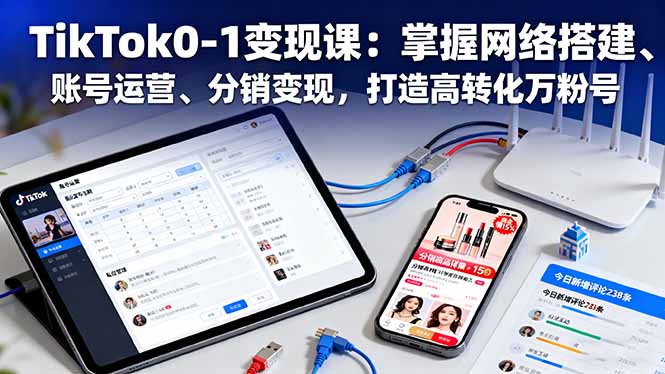 TikTok0-1变现课:掌握网络搭建、账号运营、分销变现,打造高转化万粉号-优优云网创