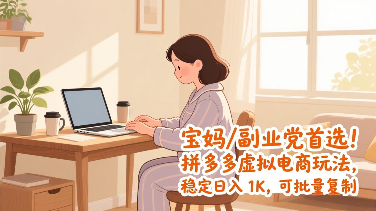 宝妈 / 副业党首选！拼多多虚拟电商玩法，稳定日入 1K，可批量复制-优优云网创