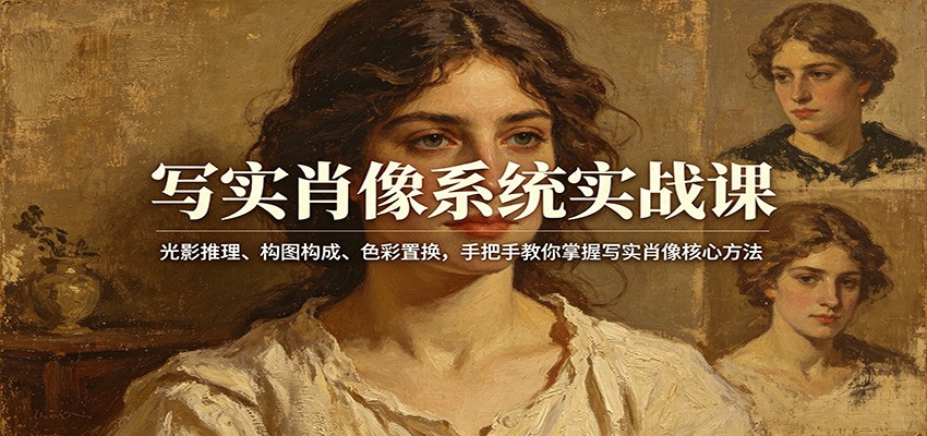 写实肖像系统实战课:光影推理、构图构成、色彩置换,手把手教你掌握写实肖像核心方法-优优云网创