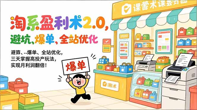 淘系盈利术2.0,避坑、爆单、全站优化,三天掌握高投产玩法,实现月利润翻倍!-优优云网创