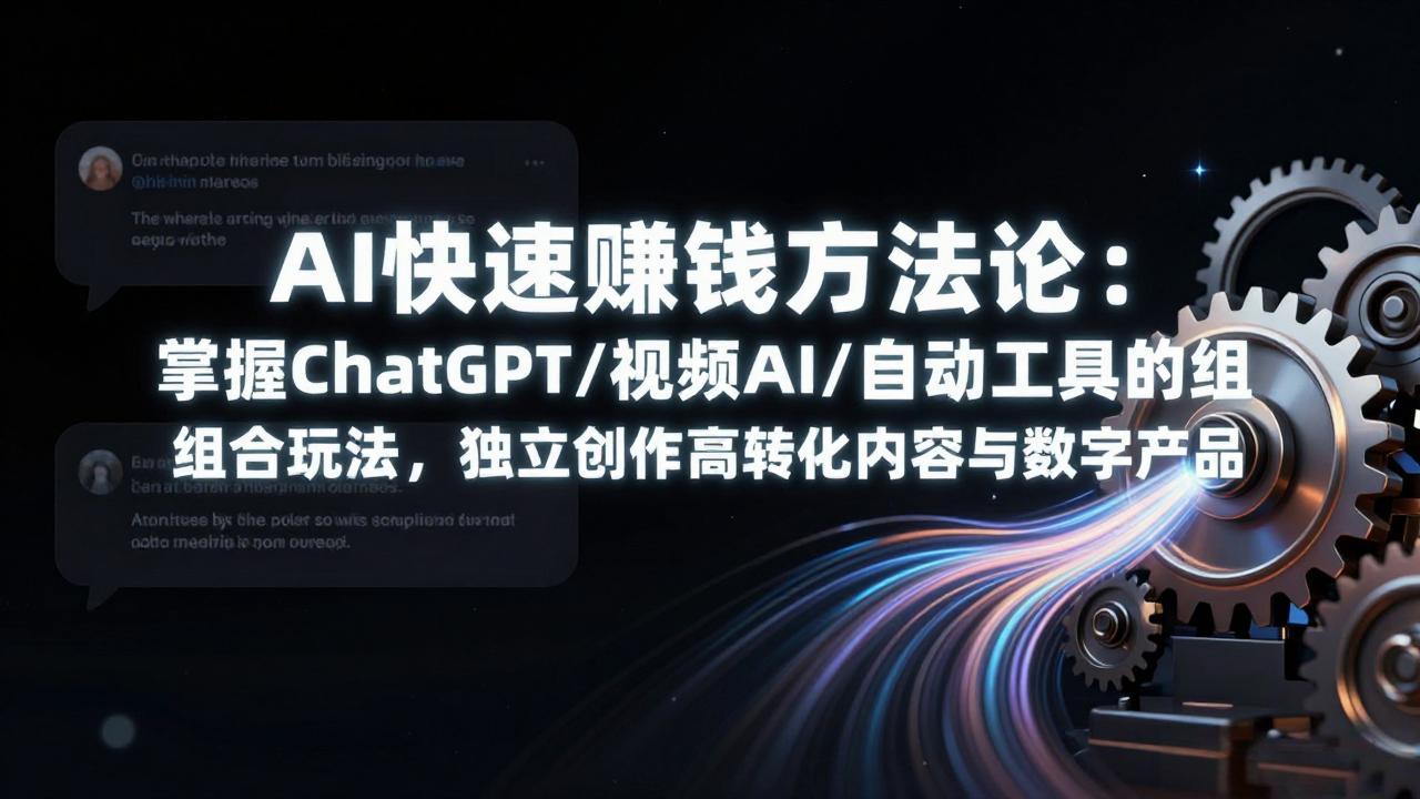 AI快速赚钱方法论:掌握ChatGPT/视频AI/自动化工具的组合玩法,独立创作高转化内容与数字产品-优优云网创