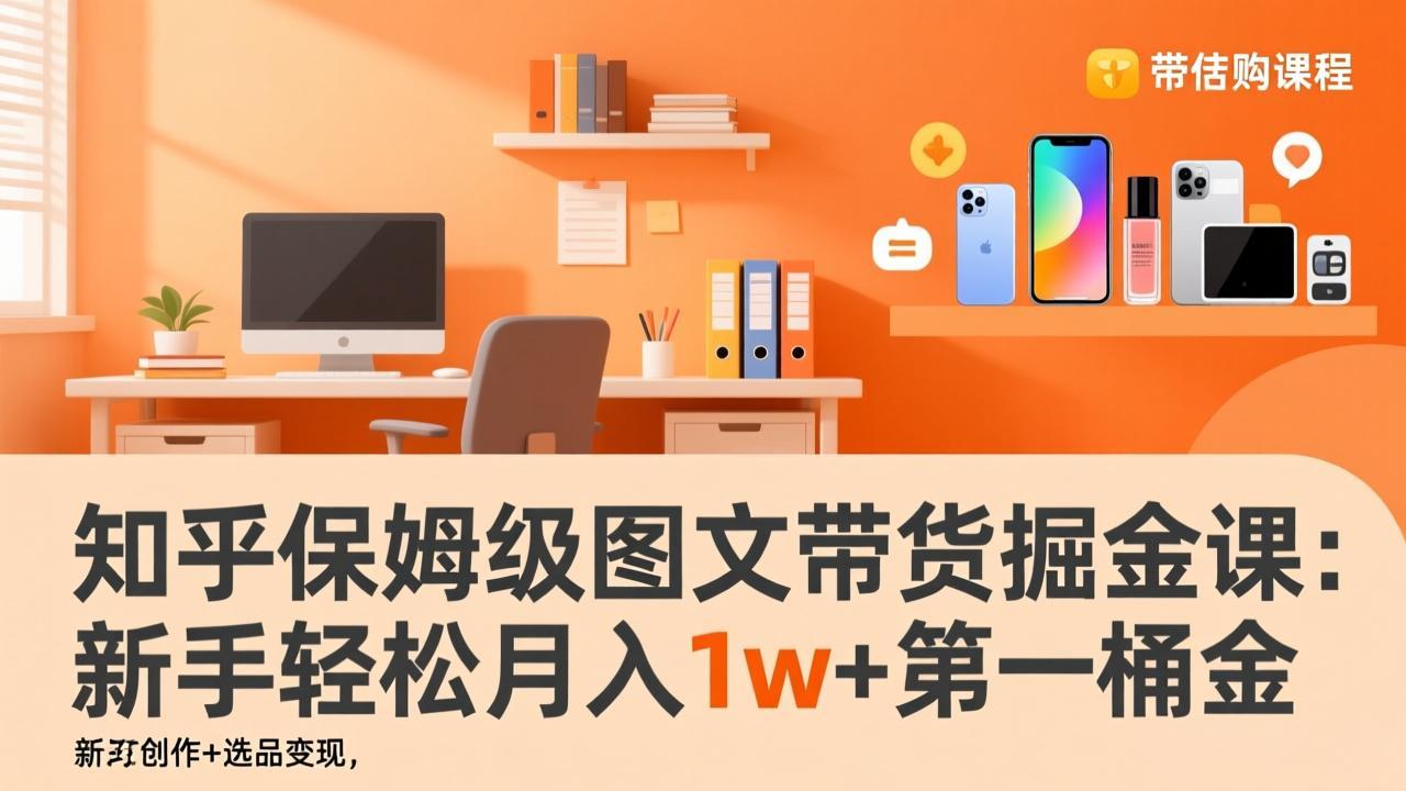 知乎保姆级图文带货掘金课:账号打造+爆文创作+选品变现,新手轻松月入1w+第一桶金-优优云网创