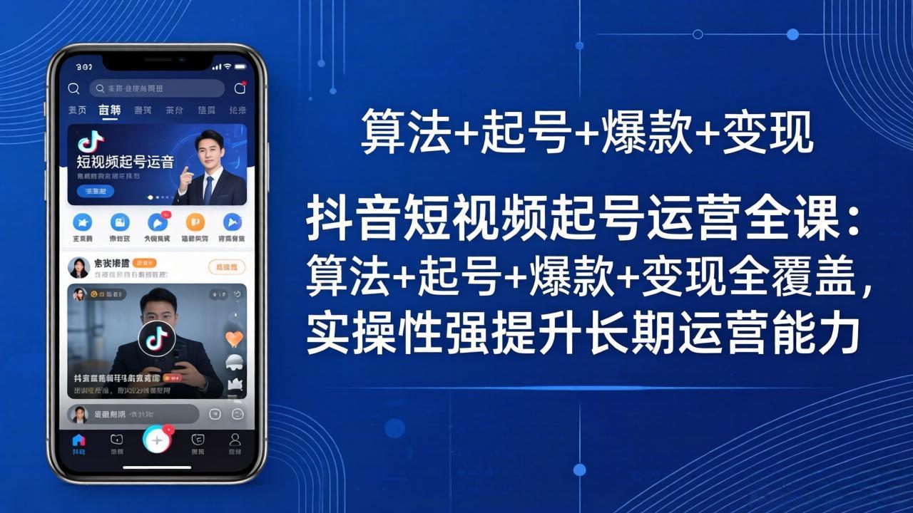 抖音短视频起号运营全课:算法+起号+爆款+变现全覆盖,实操性强提升长期运营能力-优优云网创