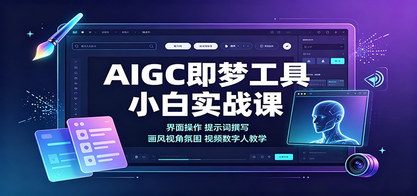 AIGC即梦工具小白实战课:界面操作,提示词撰写,画风视角氛围视频数字人教学-思丰网赚