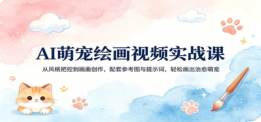 AI萌宠绘画视频实战课:从风格把控到画面创作,配套参考图与提示词,轻松画出治愈萌宠-优优云网创