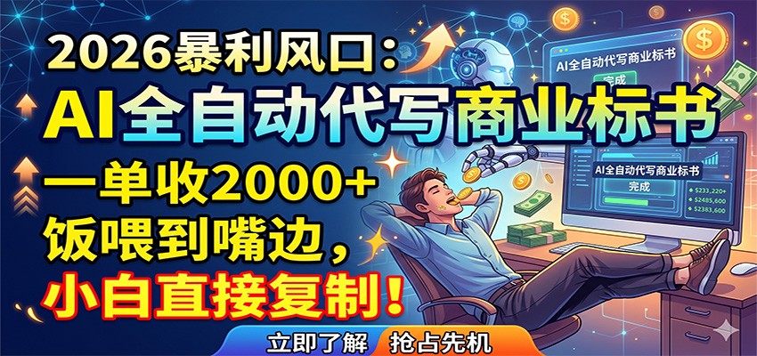 AI全自动代写商业标书,一单收2000+,饭喂到嘴边,小白直接复制-优优云网创
