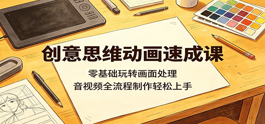 创意思维动画速成课:零基础玩转画面处理,音视频全流程制作轻松上手-优优云网创