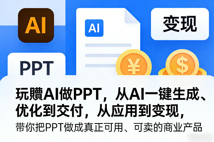 玩賺AI做PPT，从AI一键生成、优化到交付，从应用到变现，带你把PPT做成真正可用、可卖的商业产品（更新0513）