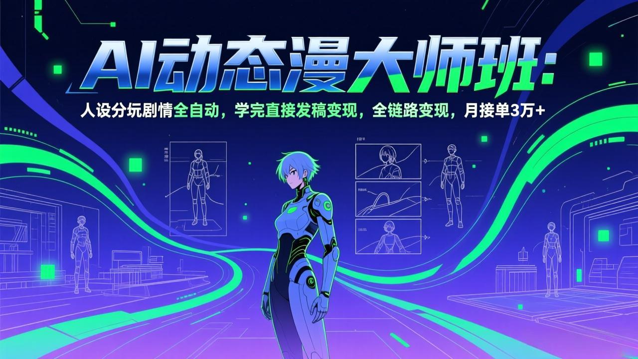 AI动态漫剧大师班:人设分镜剧情全自动,学完直接发稿变现,全链路变现,月接单3万+-优优云网创