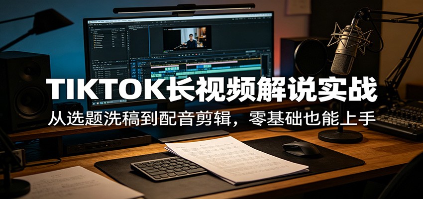 TIKTOK长视频解说实战:从选题洗稿到配音剪辑,零基础也能上手-优优云网创