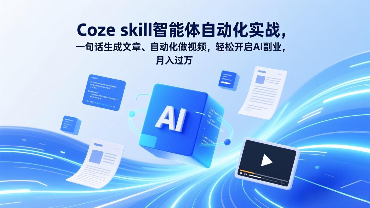 Coze skill智能体自动化实战,一句话生成文章、自动化做视频,轻松开启AI副业,月入过万-优优云网创