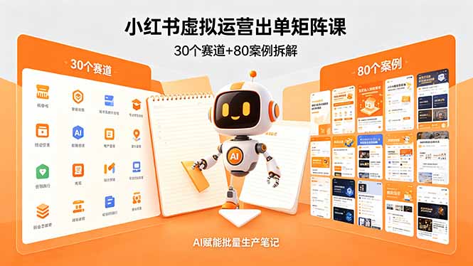 小红书虚拟运营出单矩阵课:30个赛道+80案例拆解,AI赋能批量生产笔记-优优云网创