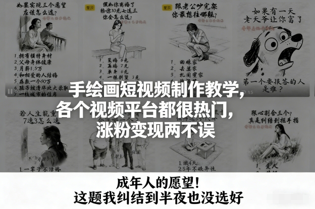 手绘画短视频制作教学,各个视频平台都很热门,涨粉变现两不误-优优云网创