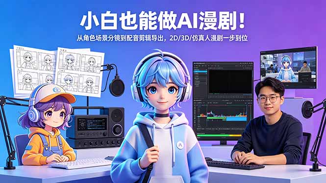 小白也能做AI漫剧!从角色场景分镜到配音剪辑导出,2D/3D/仿真人漫剧一步到位-优优云网创