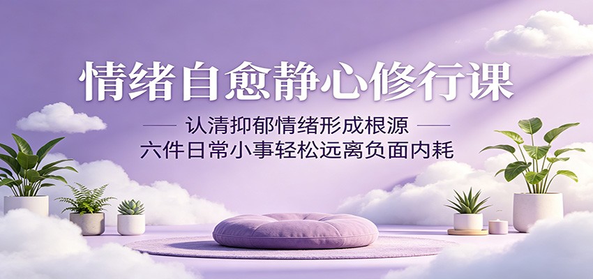 情绪自愈静心修行课:认清抑郁情绪形成根源,六件日常小事轻松远离负面内耗-优优云网创